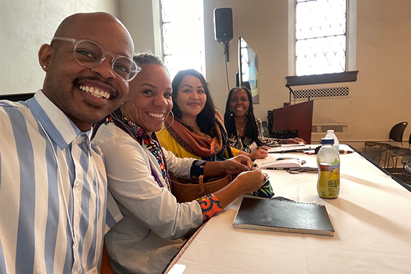 (L to R) Aaron Gregory with panelists Coco Killingsworth, Marisol Sanchez Best, and Donna Walker-Khune